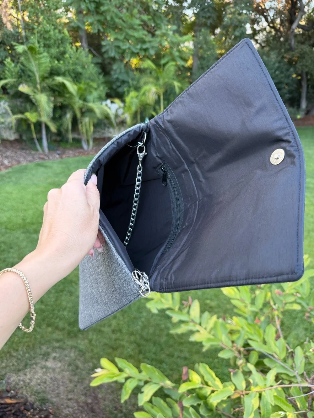 Embroidered Heart & Birds Bag in Black and Gray